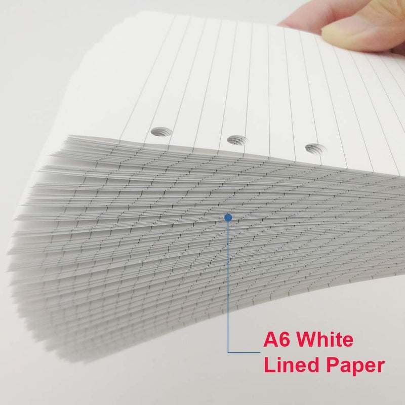 Getvow (2 Pack) A6 Lined Refill Paper, 200 Sheets/400 Pages Loose Leaf Paper for Filofax Personal Binders, 6 Holes Punched, 100gsm Ruled White Pages, 3.75'' x 6.75'' - Image 3